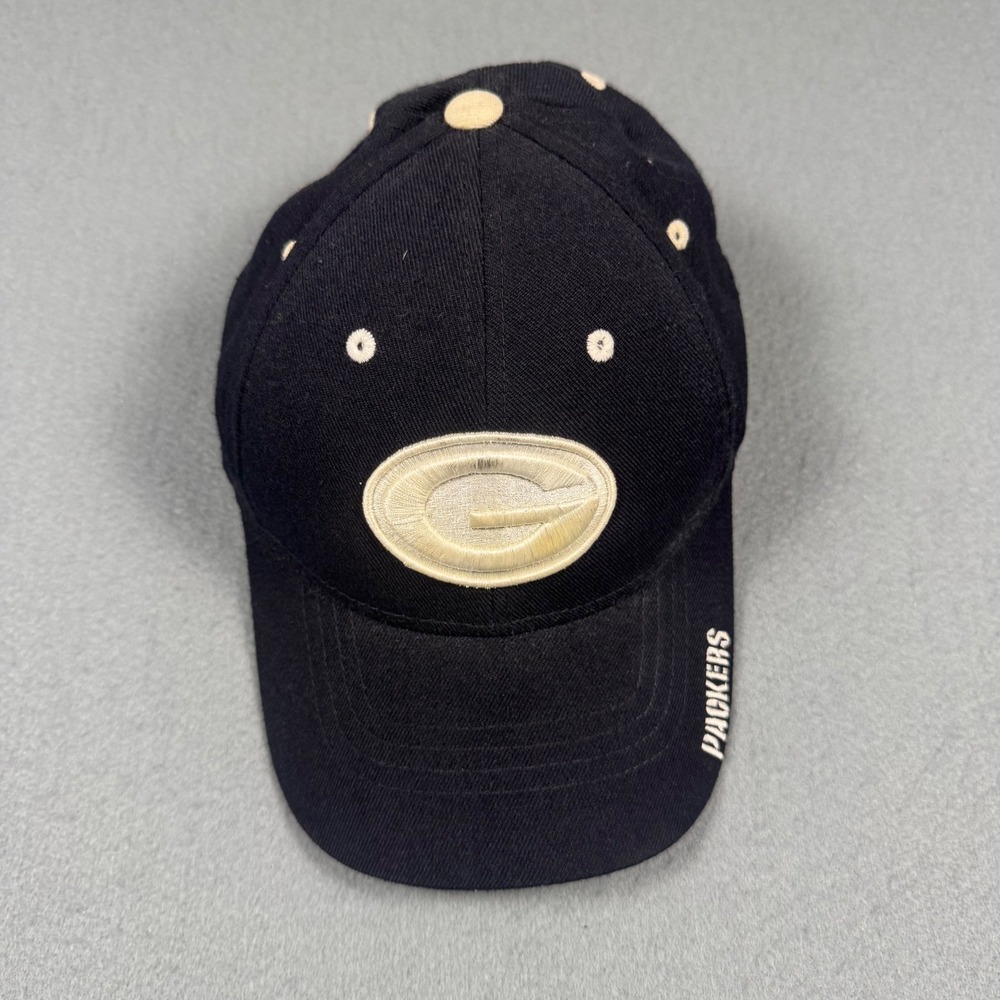 Reebok Green Bay Packers Hat Men 7 3/8 Black Fitted Baseball Cap NFL Authentic